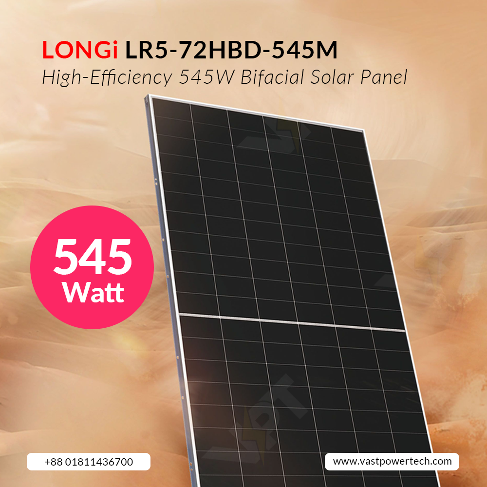 longi lr5 72hbd 545m 545w bifacial half cut mono solar panel for high efficiency solar power