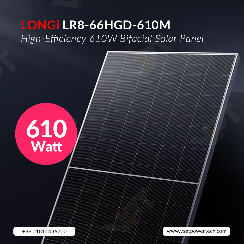 longi lr8 66hgd 610m – high efficiency 610w bifacial solar panel